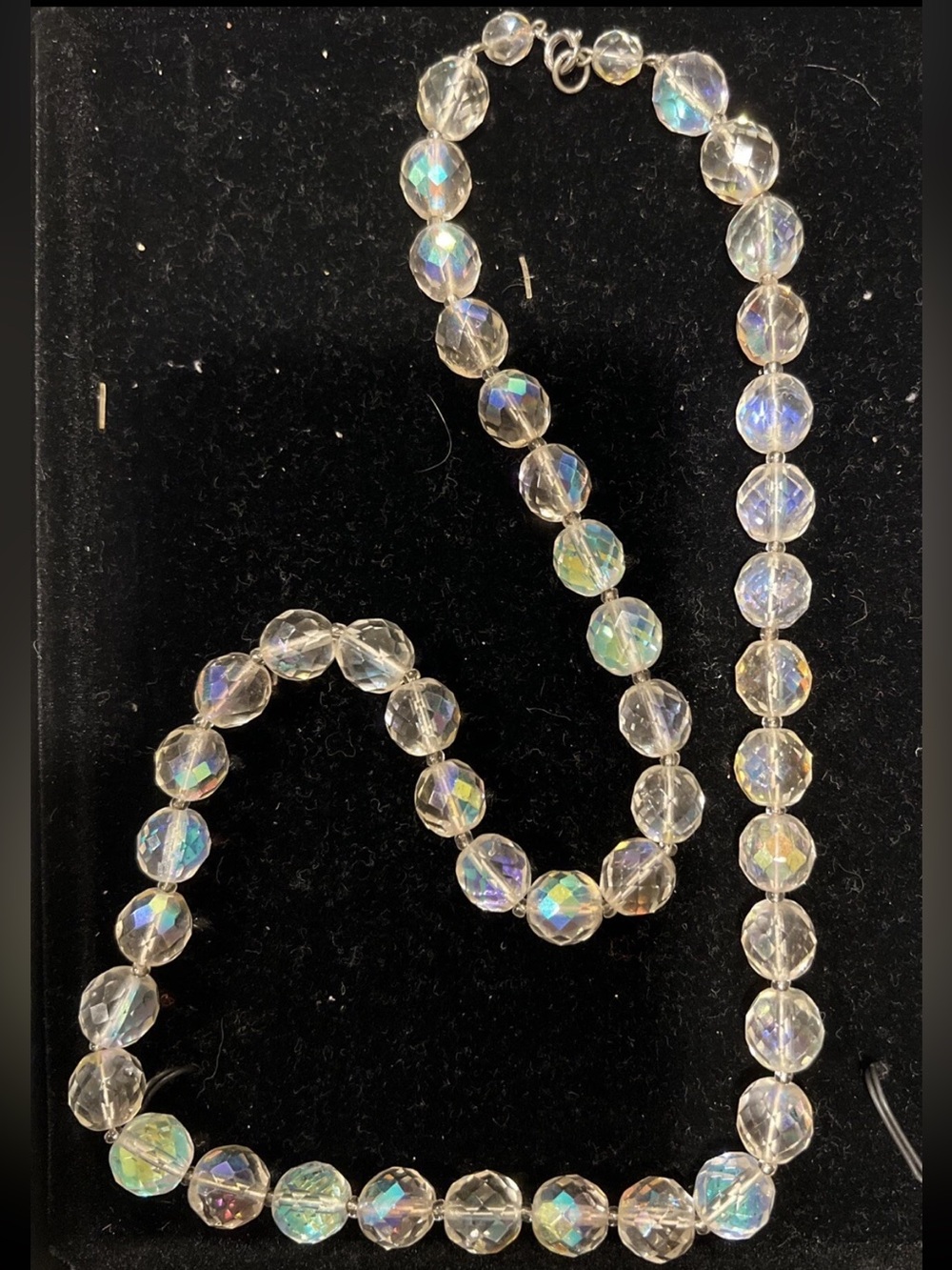 Vintage Round Faceted Heavy Aurora Borealis CRYSTAL Beaded Necklace